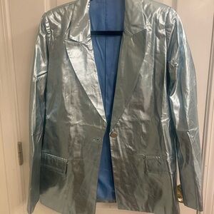 Shiny Silver Blazer Jacket
